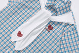 DAXUEN Checkered short-sleeved button-up shirt with embroidered details