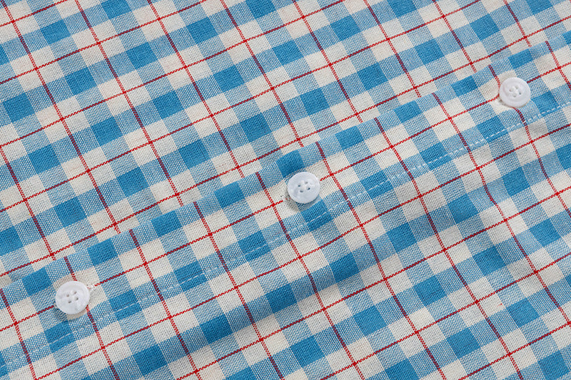 DAXUEN Checkered short-sleeved button-up shirt with embroidered details