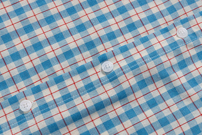 DAXUEN Checkered short-sleeved button-up shirt with embroidered details