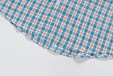 DAXUEN Checkered short-sleeved button-up shirt with embroidered details