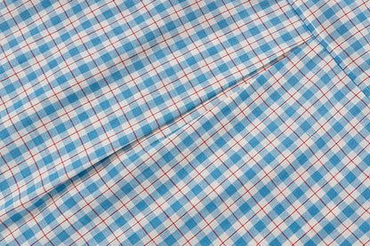DAXUEN Checkered short-sleeved button-up shirt with embroidered details