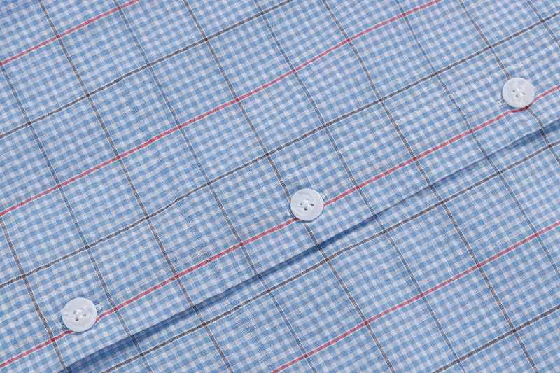 DAXUEN Plaid short-sleeved shirt with dog embroidery