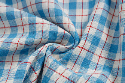 DAXUEN Checkered short-sleeved button-up shirt with embroidered details