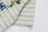 DAXUEN Short-sleeved plaid shirt with bear embroidery