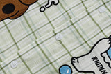 DAXUEN Short-sleeved plaid shirt with bear embroidery