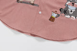 DAXUEN Short-sleeve button-up shirt with dog embroidery
