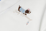 DAXUEN Faux-layered short-sleeved T-shirt with cartoon dog embroidery