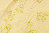 DAXUEN Retro puppy print button-up shirt with faux tie detail