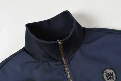 DAXUEN Deconstructed bomber jacket in navy blue and black
