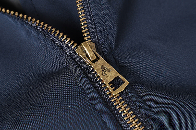 DAXUEN Deconstructed bomber jacket in navy blue and black