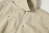 DAXUEN Embroidered bomber jacket in black and beige