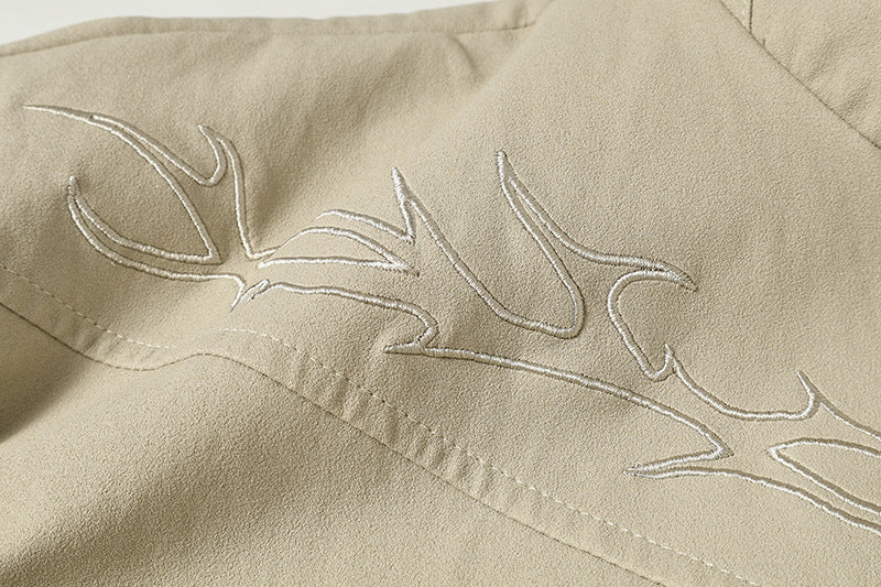 DAXUEN Embroidered bomber jacket in black and beige