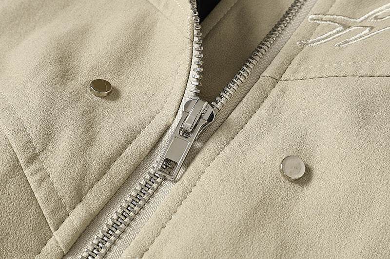 DAXUEN Embroidered bomber jacket in black and beige