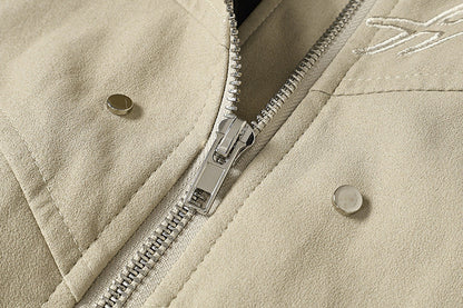 DAXUEN Embroidered bomber jacket in black and beige
