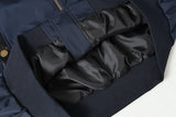 DAXUEN Deconstructed bomber jacket in navy blue and black