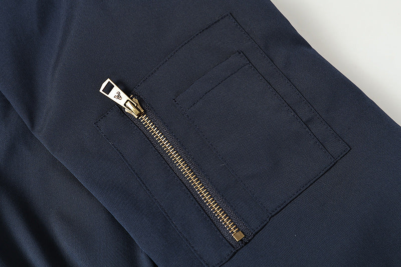 DAXUEN Deconstructed bomber jacket in navy blue and black