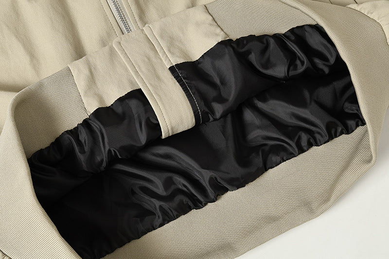 DAXUEN Embroidered bomber jacket in black and beige