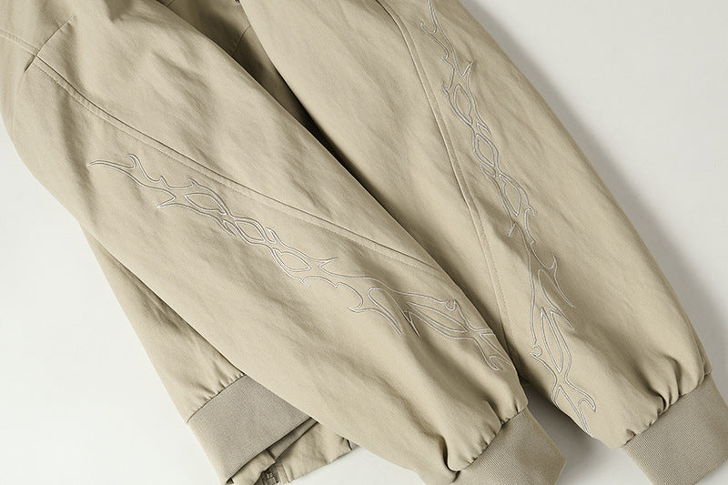 DAXUEN Embroidered bomber jacket in black and beige