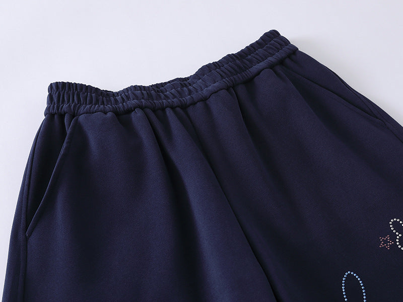DAXUEN Navy wide-leg sweatpants with embroidered graphics