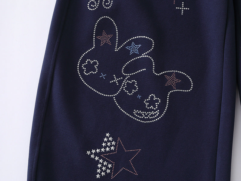 DAXUEN Navy wide-leg sweatpants with embroidered graphics