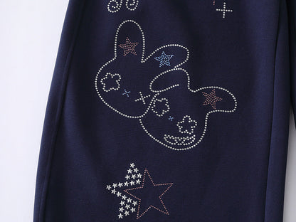 DAXUEN Navy wide-leg sweatpants with embroidered graphics