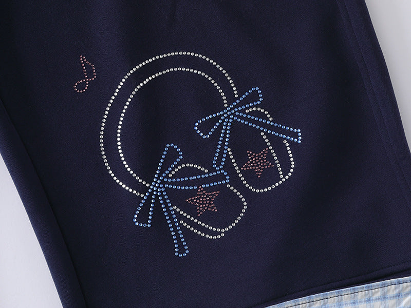 DAXUEN Navy wide-leg sweatpants with embroidered graphics