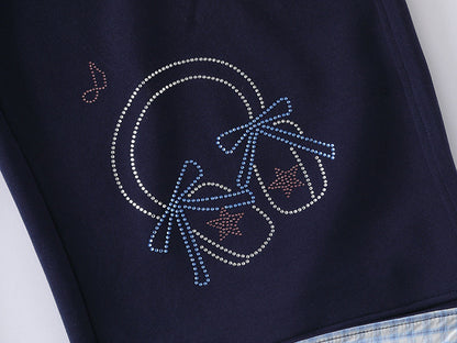 DAXUEN Navy wide-leg sweatpants with embroidered graphics