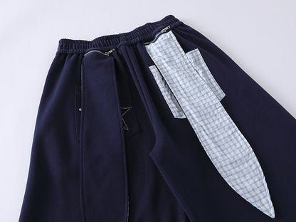 DAXUEN Navy wide-leg sweatpants with embroidered graphics