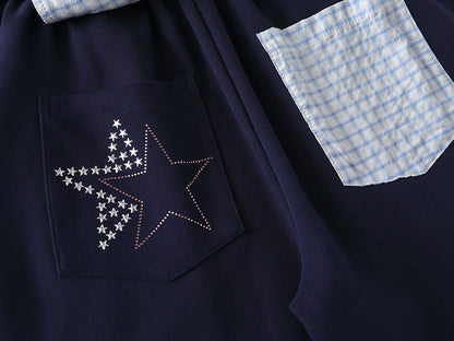 DAXUEN Navy wide-leg sweatpants with embroidered graphics