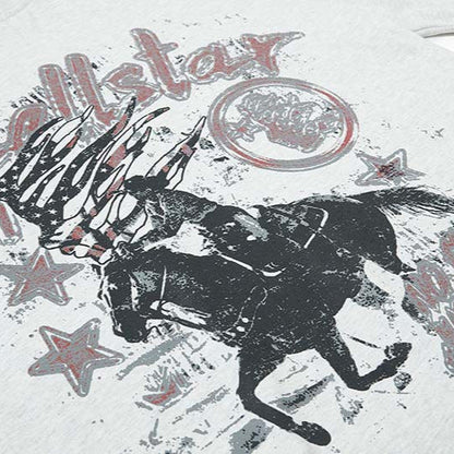 DAXUEN Oversized heather grey vintage graphic t-shirt