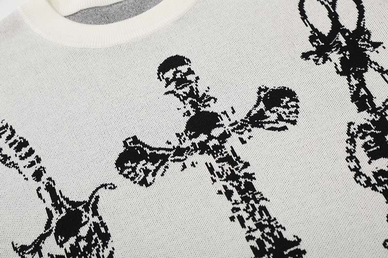 DAXUEN Gothic skull dagger graphic short-sleeve knit top