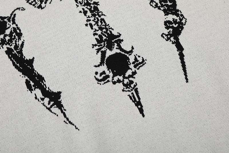 DAXUEN Gothic skull dagger graphic short-sleeve knit top