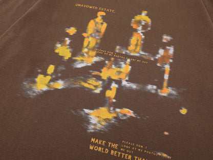 DAXUEN Oversized graphic T-shirt with human figures and text