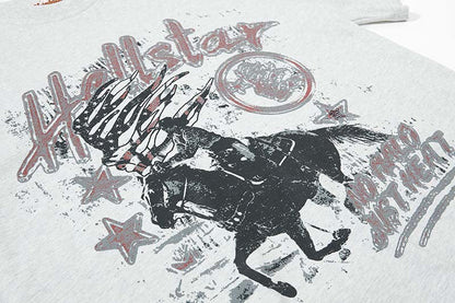 DAXUEN Oversized heather grey vintage graphic t-shirt