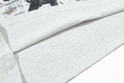 DAXUEN Oversized heather grey vintage graphic t-shirt