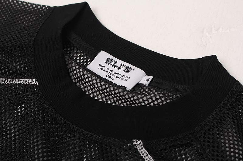 DAXUEN Relaxed-fit mesh t-shirt with contrasting stitching