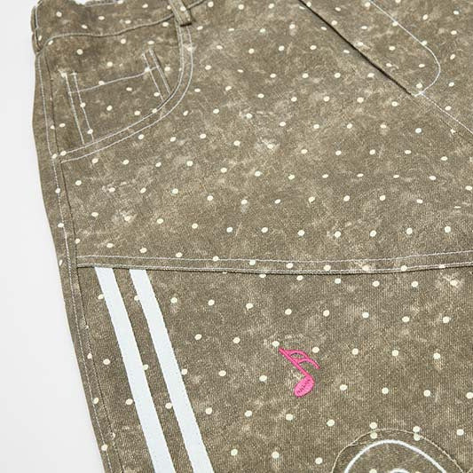 DAXUEN Faded polka dot wide leg pants with musical embroidery