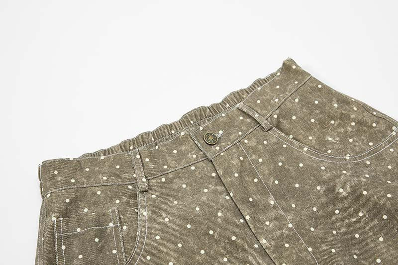 DAXUEN Faded polka dot wide leg pants with musical embroidery