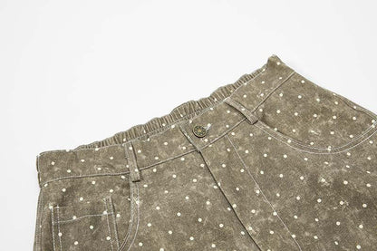 DAXUEN Faded polka dot wide leg pants with musical embroidery