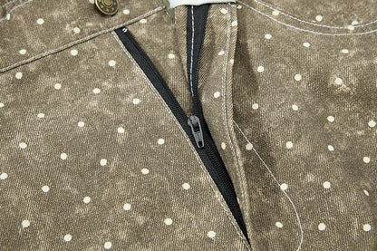 DAXUEN Faded polka dot wide leg pants with musical embroidery