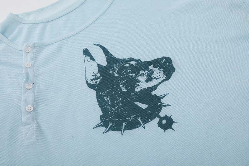 DAXUEN Long-sleeved tee with doberman graphic