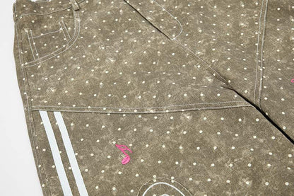 DAXUEN Faded polka dot wide leg pants with musical embroidery