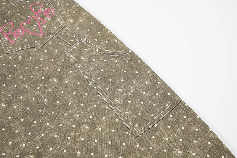 DAXUEN Faded polka dot wide leg pants with musical embroidery