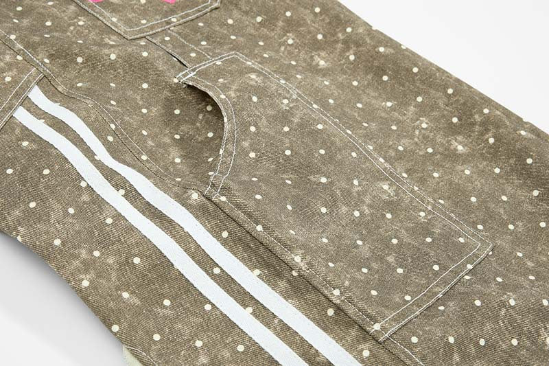 DAXUEN Faded polka dot wide leg pants with musical embroidery