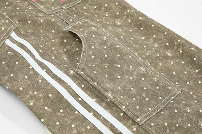 DAXUEN Faded polka dot wide leg pants with musical embroidery
