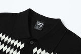 DAXUEN Black diamond jacquard short-sleeved polo shirt
