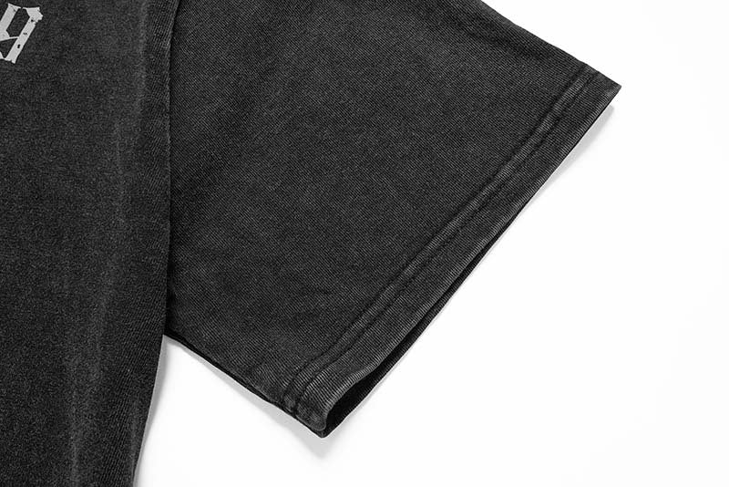 DAXUEN Distressed charcoal grey graphic t-shirt with gothic prints
