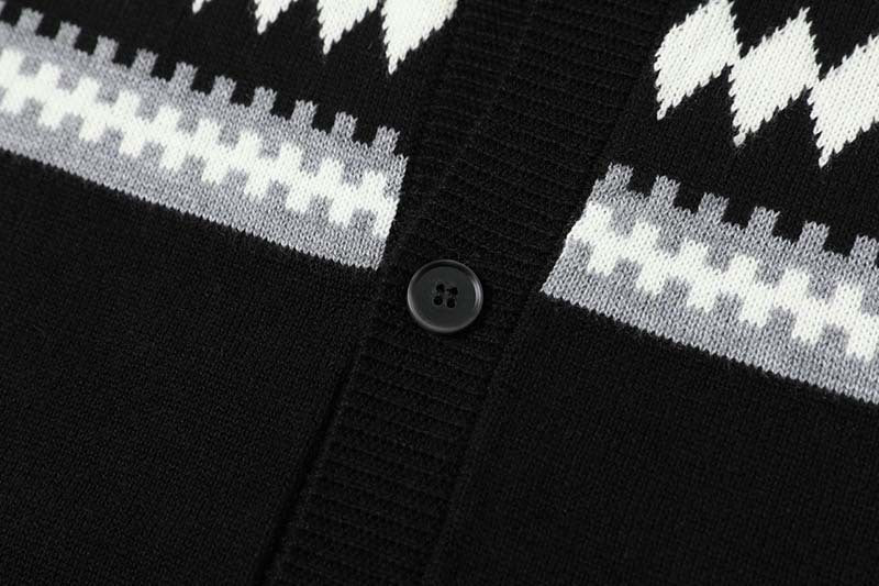 DAXUEN Black diamond jacquard short-sleeved polo shirt