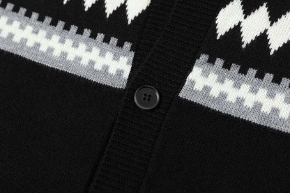 DAXUEN Black diamond jacquard short-sleeved polo shirt