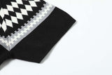 DAXUEN Black diamond jacquard short-sleeved polo shirt